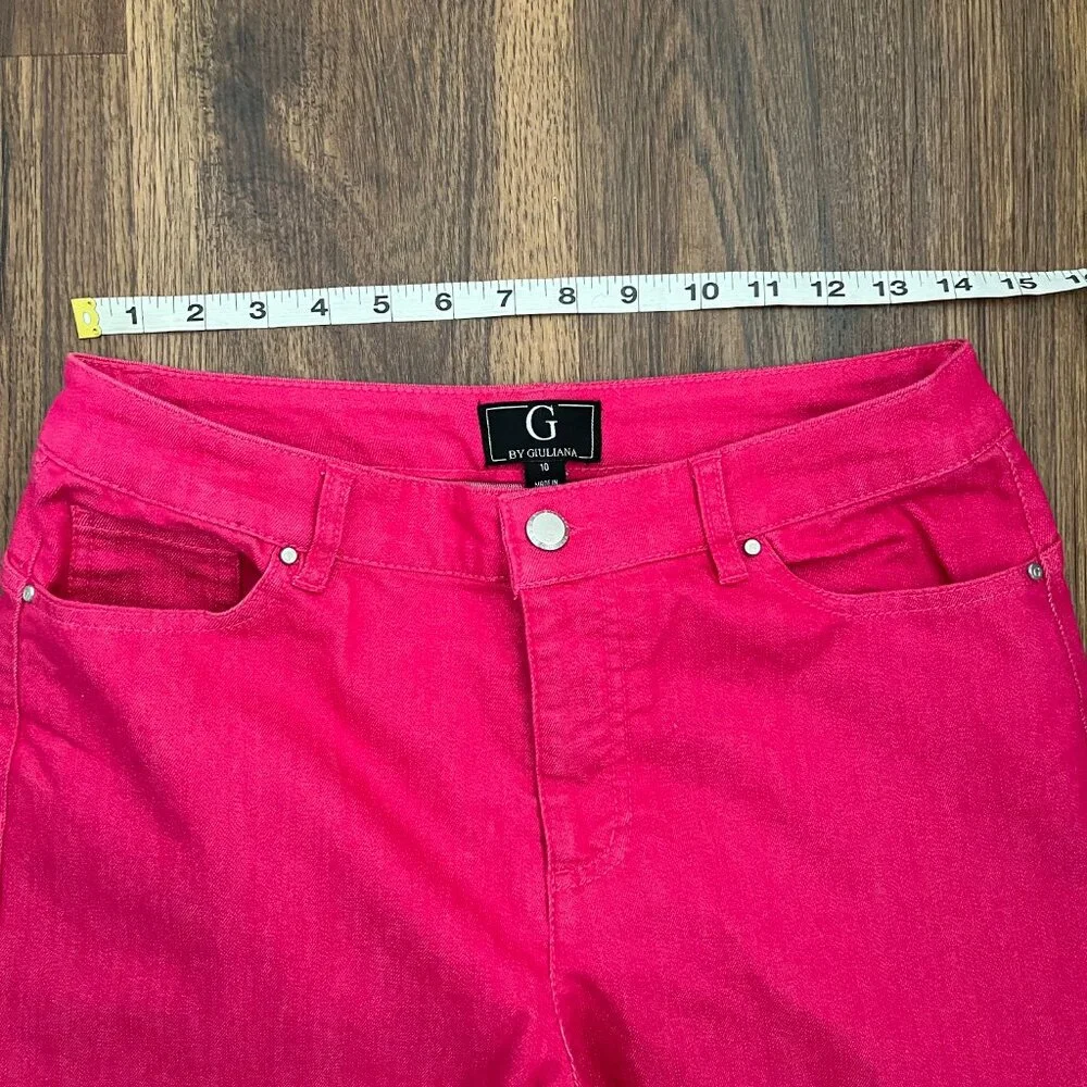 G by Giuliana Pink Stretch Bootcut Wide Leg Jean Raw Hem Barbiecore Y2K Pop 10